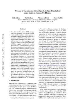 Prosody in Cascade and Direct Speech-to-Text Translation: a case study
  on Korean Wh-Phrases
