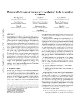 Ocassionally Secure: A Comparative Analysis of Code Generation Assistants