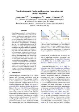 Non-Exchangeable Conformal Language Generation with Nearest Neighbors