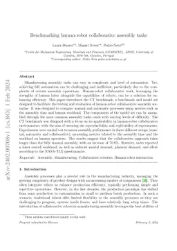 Benchmarking human-robot collaborative assembly tasks