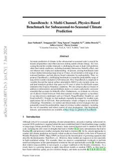 ChaosBench: A Multi-Channel, Physics-Based Benchmark for
  Subseasonal-to-Seasonal Climate Prediction