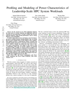 Profiling and Modeling of Power Characteristics of Leadership-Scale HPC
  System Workloads