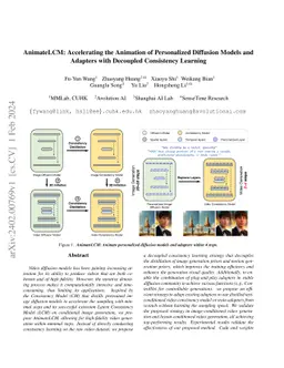AnimateLCM: Accelerating the Animation of Personalized Diffusion Models
  and Adapters with Decoupled Consistency Learning