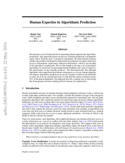 Human Expertise in Algorithmic Prediction