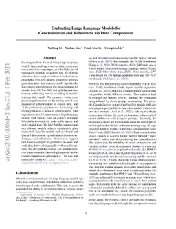 Evaluating Large Language Models for Generalization and Robustness via
  Data Compression