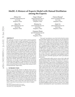 MoDE: A Mixture-of-Experts Model with Mutual Distillation among the
  Experts