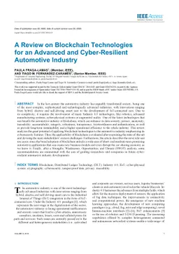 A Review on Blockchain Technologies for an Advanced and Cyber-Resilient
  Automotive Industry