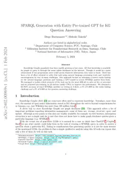 SPARQL Generation with Entity Pre-trained GPT for KG Question Answering