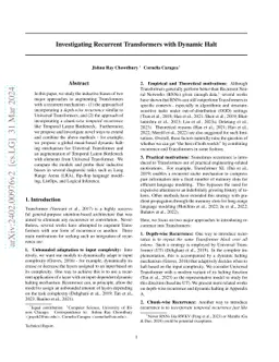 Investigating Recurrent Transformers with Dynamic Halt