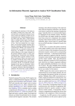 An Information-Theoretic Approach to Analyze NLP Classification Tasks