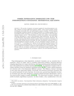 Fisher information dissipation for time inhomogeneous stochastic
  differential equations