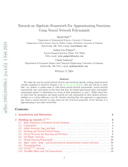 Towards an Algebraic Framework For Approximating Functions Using Neural
  Network Polynomials
