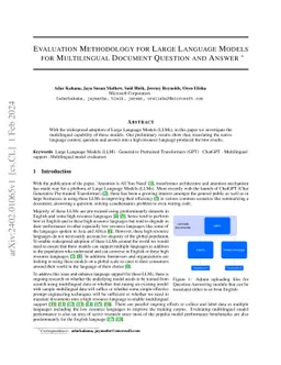 Evaluation Methodology for Large Language Models for Multilingual
  Document Question and Answer