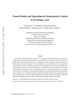 Neural Models and Algorithms for Sensorimotor Control of an Octopus Arm