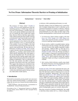 No Free Prune: Information-Theoretic Barriers to Pruning at
  Initialization