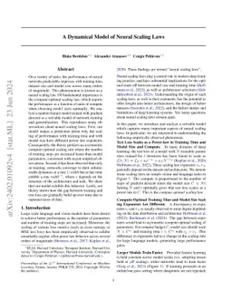 A Dynamical Model of Neural Scaling Laws