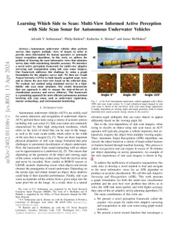 Learning Which Side to Scan: Multi-View Informed Active Perception with
  Side Scan Sonar for Autonomous Underwater Vehicles