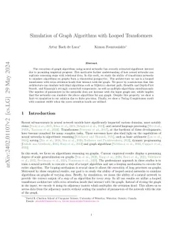 Simulation of Graph Algorithms with Looped Transformers
