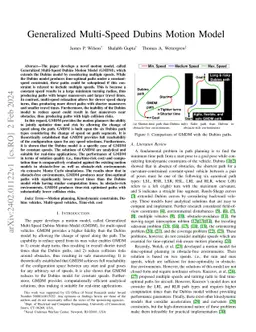 Generalized Multi-Speed Dubins Motion Model