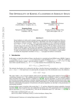 The Optimality of Kernel Classifiers in Sobolev Space