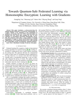Towards Quantum-Safe Federated Learning via Homomorphic Encryption:
  Learning with Gradients