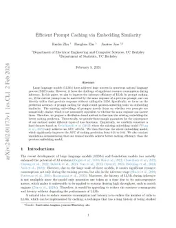Efficient Prompt Caching via Embedding Similarity