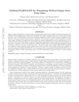 Ambient-Pix2PixGAN for Translating Medical Images from Noisy Data