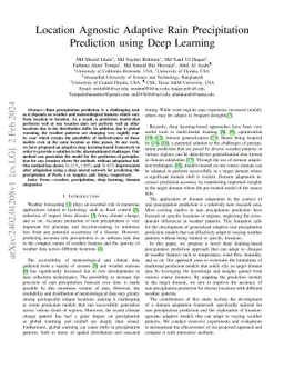 Location Agnostic Adaptive Rain Precipitation Prediction using Deep
  Learning