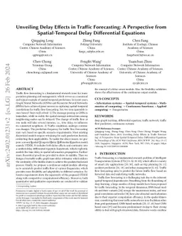 Unveiling Delay Effects in Traffic Forecasting: A Perspective from
  Spatial-Temporal Delay Differential Equations