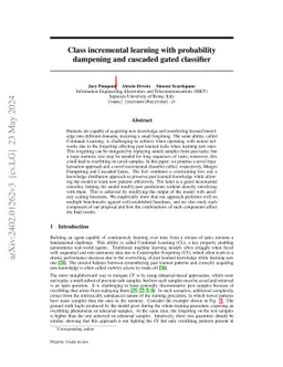 Class incremental learning with probability dampening and cascaded gated
  classifier