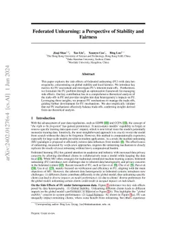 Federated Unlearning: a Perspective of Stability and Fairness