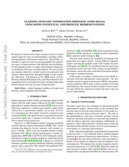Learning Semantic Information from Raw Audio Signal Using Both
  Contextual and Phonetic Representations