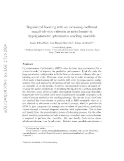 Regularized boosting with an increasing coefficient magnitude stop
  criterion as meta-learner in hyperparameter optimization stacking ensemble