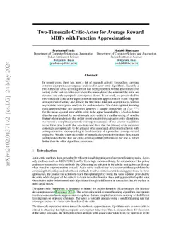 Two-Timescale Critic-Actor for Average Reward MDPs with Function Approximation