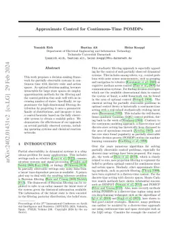 Approximate Control for Continuous-Time POMDPs