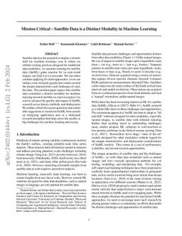 Mission Critical -- Satellite Data is a Distinct Modality in Machine
  Learning