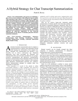 A Hybrid Strategy for Chat Transcript Summarization