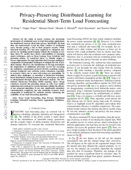 Privacy-Preserving Distributed Learning for Residential Short-Term Load
  Forecasting