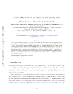 Adaptive Optimization for Prediction with Missing Data