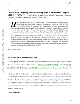 Deep Active Learning for Data Mining from Conflict Text Corpora