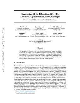 Generative AI for Education (GAIED): Advances, Opportunities, and
  Challenges