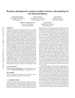 Runtime phylogenetic analysis enables extreme subsampling for test-based
  problems