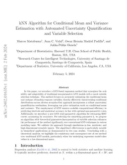 Conditional Mean and Variance Estimation via \textit{k}-NN Algorithm with Automated Variance Selection