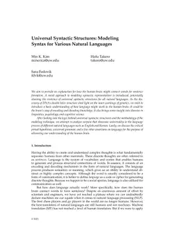 Universal Syntactic Structures: Modeling Syntax for Various Natural
  Languages