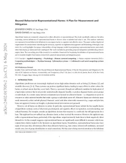 Beyond Behaviorist Representational Harms: A Plan for Measurement and
  Mitigation