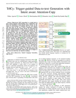 TrICy: Trigger-guided Data-to-text Generation with Intent aware
  Attention-Copy