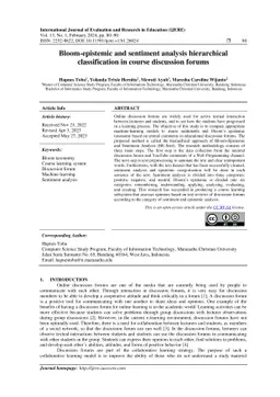 Bloom-epistemic and sentiment analysis hierarchical classification in
  course discussion forums
