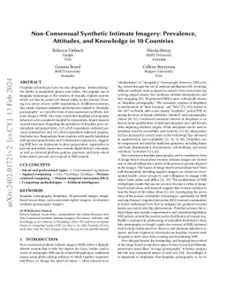 Non-Consensual Synthetic Intimate Imagery: Prevalence, Attitudes, and
  Knowledge in 10 Countries
