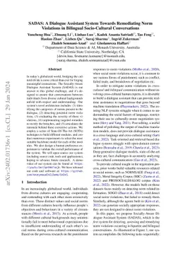 SADAS: A Dialogue Assistant System Towards Remediating Norm Violations
  in Bilingual Socio-Cultural Conversations