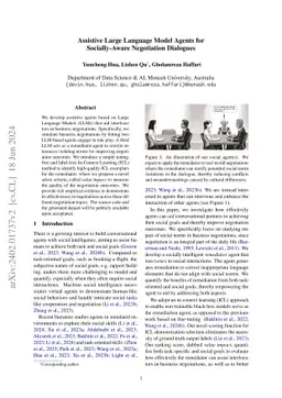 Assistive Large Language Model Agents for Socially-Aware Negotiation Dialogues